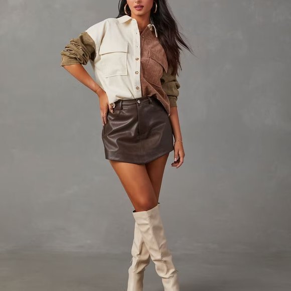 Vici Tops - NWT Connolly Corduroy Colorblock Button Down Top - Small